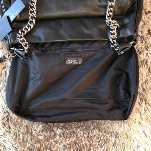 Tylie Malibu Black Leather Python Print Bag NWT - Picture 10 of 10